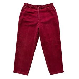 Vintage Corduroy Women Pants 16P Red High Rise Mom Tapered 90s Grunge LL Bean